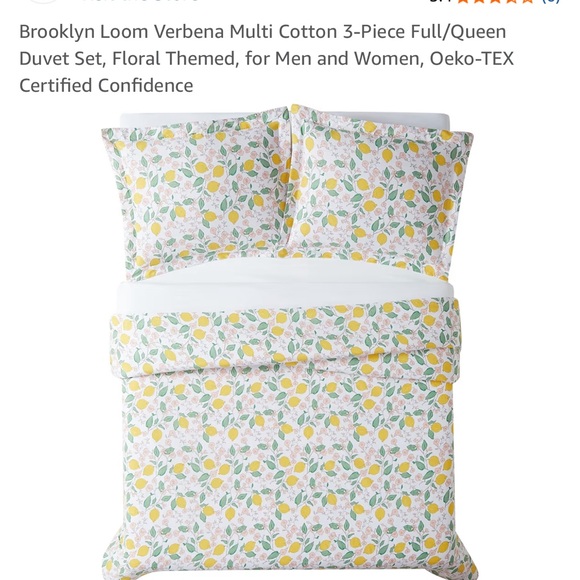 Brooklyn Loom Verbena Full/Queen Duvet Cover Set Lemons - Picture 4 of 7